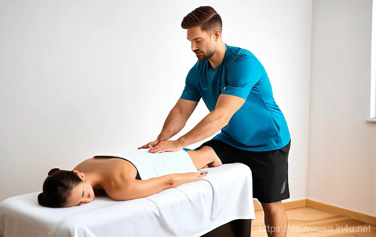 스포츠마사지사와 고객 재방문율 높이는 방법 - **Prompt: Personalized Care and Empathetic Connection**
    "A professional and empathetic female sp...