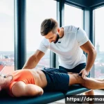 스포츠마사지사 연봉 지역별 차이 - A professional sports massage therapist working in a modern urban wellness center in Berlin, Germany...