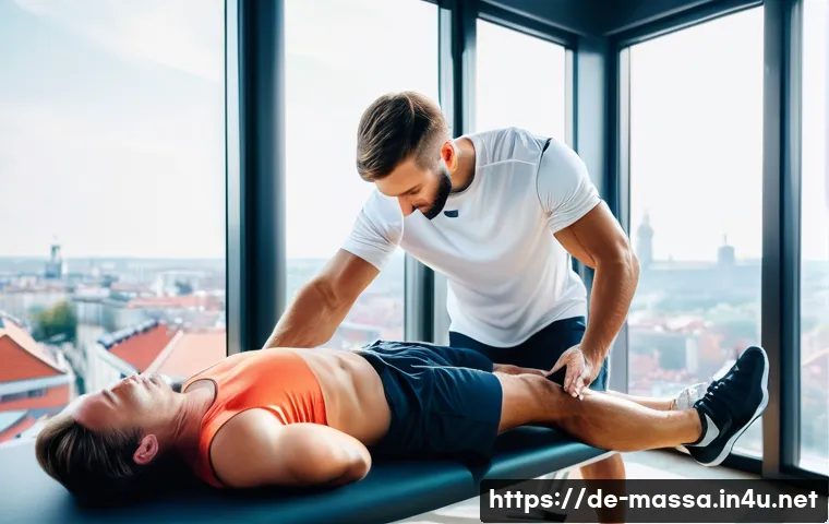 스포츠마사지사 연봉 지역별 차이 - A professional sports massage therapist working in a modern urban wellness center in Berlin, Germany...