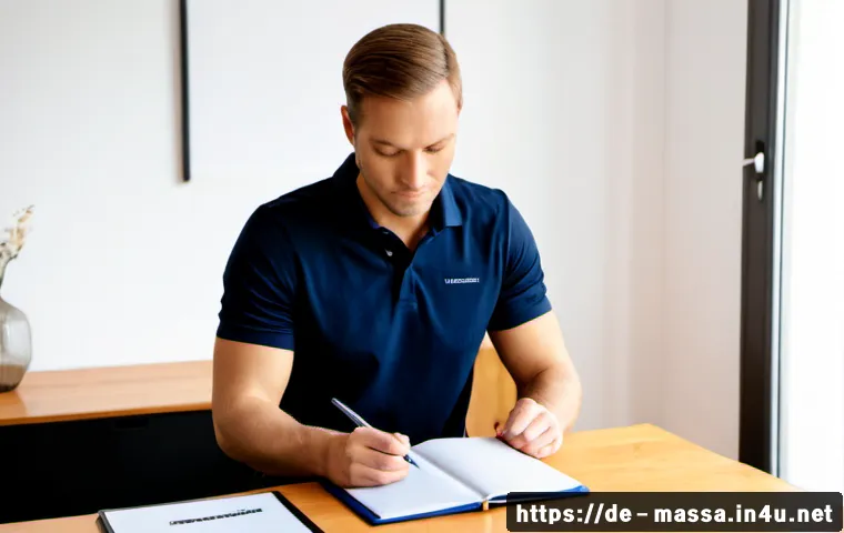 스포츠마사지사의 자기소개서 작성법 - Photorealistic career preparation scene in a modern German apartment workspace: a confident adult sp...